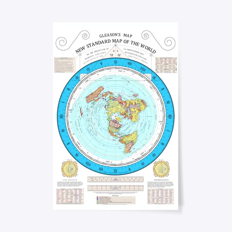 Blue Gleason's Map Flat Earth Banjo